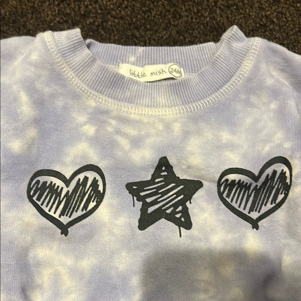 Little MishPurple Tie-Dye Set with black star/heart design - Picture 2 of 5